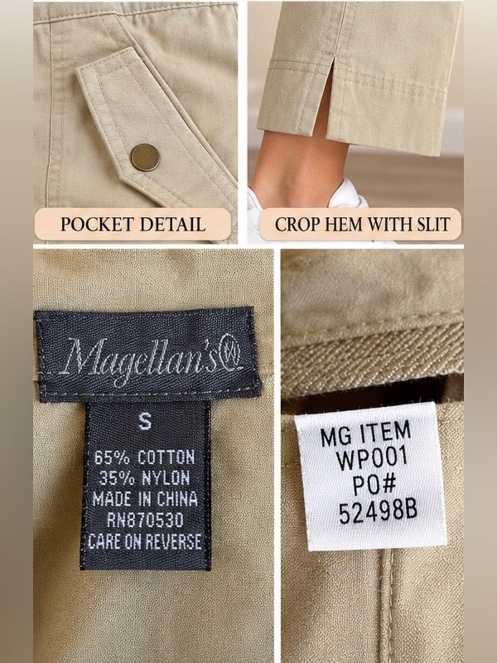 Magellan Outdoors Cropped Cargo Pants - Khaki / NWOT - Picture 2 of 2